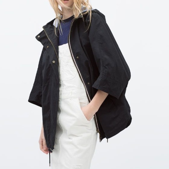 X sold X Zara navy cape parka - Picture 2 of 5